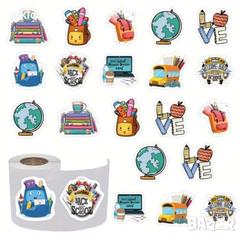 100 бр училище училищни учебни малки самозалепващи лепенки стикери за ръчна изработка за подарък, снимка 8 - Други - 53907822