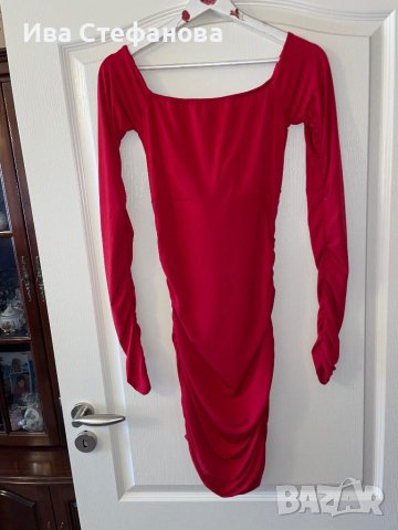Елегантна нова червена парти коктейлна набрана еластична официална рокля секси , снимка 4 - Рокли - 42388417
