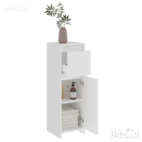 vidaXL Шкаф за баня, бял, 30x30x95 см, инженерно дърво, снимка 5 - Шкафове - 56147862