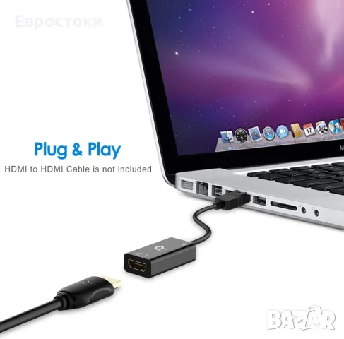Rankie DisplayPort към HDMI адаптер, HDTV конвертор с 4K резолюция, черен, снимка 2 - Стойки, 3D очила, аксесоари - 49323564