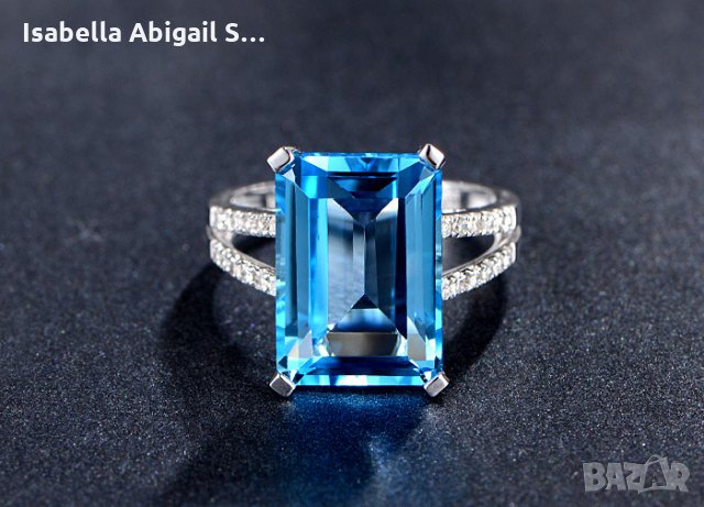 Женски пръстен с масивен аквамарин, снимка 5 - Пръстени - 30617844