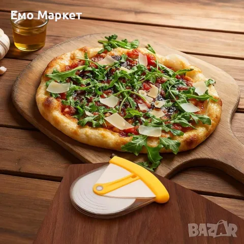 Дървена дъска за пица с уред за лесно рязане, снимка 2 - Други - 49766235