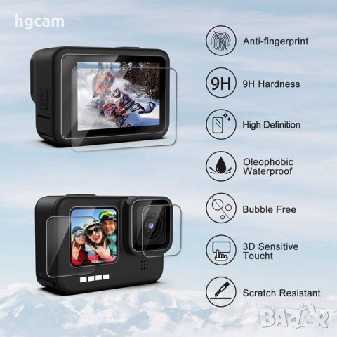 Комплект калъф и стъклен протектор за GoPro Hero 9/10/11/12 Black, Черен, снимка 3 - Чанти, стативи, аксесоари - 31899825