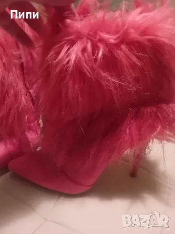 Розови боти велур и пух 