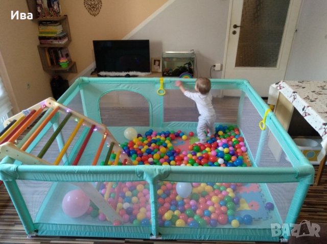НОВО Детски кът - голяма кошара с мека постелка, пластмасови топки и още, снимка 12 - Кошарки - 38583791