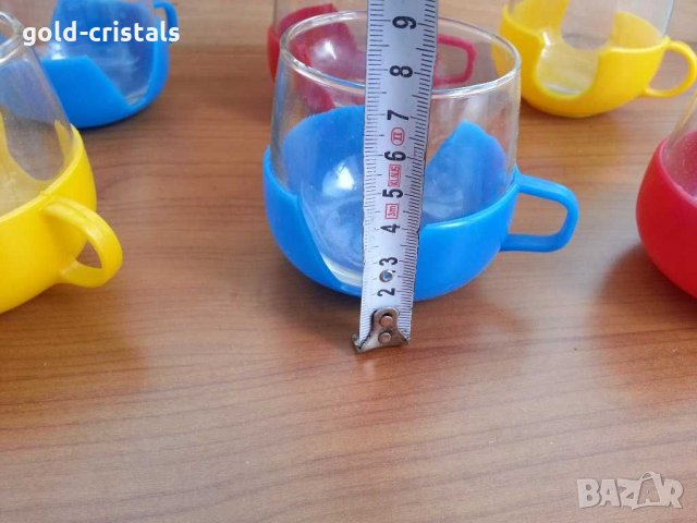 Ретро стъклени чаши за чай кафе стакани подстакани с чаши за чай кафе , снимка 8 - Антикварни и старинни предмети - 30366488