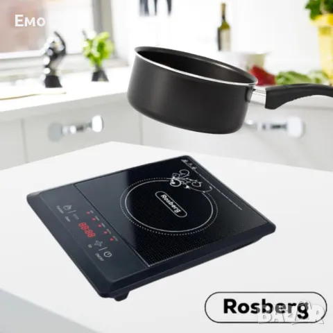 Котлон индукционен Rosberg R51445J, 2000W, LED екран, 8 степени, бр. 1 Черна керамична плоча, снимка 2 - Котлони - 47727829