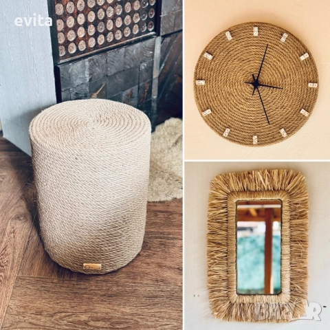 Арт стенен часовник Casa Decorator – дърво & въже, ръчна изработка, снимка 17 - Стенни часовници - 39958519