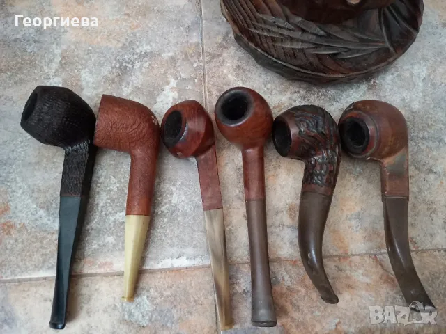 Шест броя лули с дървена поставка , снимка 4 - Лули - 50292582