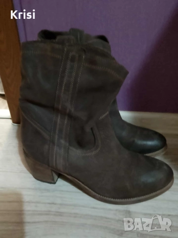 Дамски каубойски ботуши естествен велур