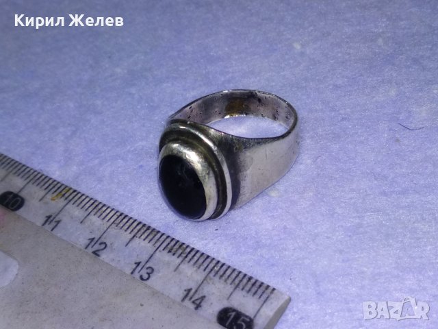 Стар АНГЛИЙСКИ СРЕБЪРЕН СКЪПОЦЕНЕН ПРЪСТЕН СРЕБРО ВИСОКА ПРОБА с РЪЧНО ШЛИФОВАН ЧЕРЕН ОНИКС 40637, снимка 17 - Антикварни и старинни предмети - 42599665