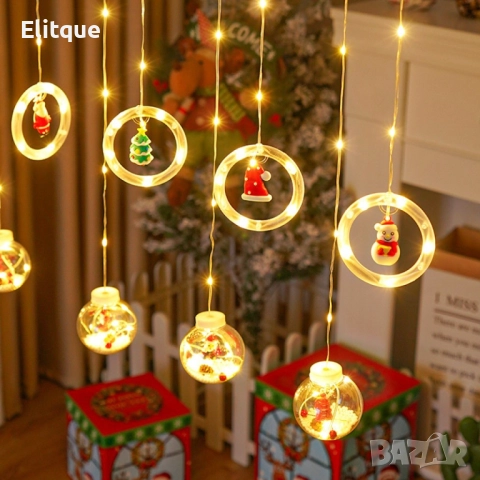 Светещ коледен гирлянд с рингове и малки коледни фигурки  , снимка 5 - Декорация за дома - 52904369