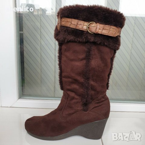 Топли дамски ботуши на удобна платформа, снимка 2 - Дамски ботуши - 31799158