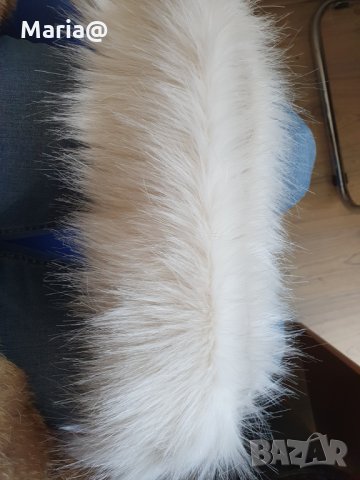 Бяла Пухена яка Еко косъм. 75 см.и 1 м. Пух за качулка Дълъг Изкуствен.Якичка/пухче , снимка 4 - Шалове - 30789735