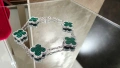 Van Cleef & Arpels VCA 5 Motifs Silver Green Malachite Vintage Alhambra Дамска Гривна, снимка 1