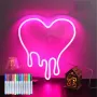 Неонов знак със сърце, розов LED знак със сърце, USB, димируем, с 12 цветни маркера, снимка 1