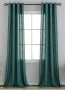 Комплект ленени завеси в тъмно зелен цвят , снимка 1