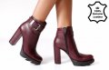 Боти на ток - бордо ЕСТЕСТВЕНА кожа - 3751, снимка 1