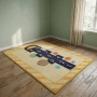 Детски килим за игра 120х160см - Жълт килим с планети и дама, противоплъзгащ и миещ се, снимка 7