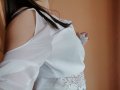 Бяла блуза с дантела и връвки, снимка 7