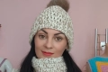 Ръчно плетен комплект – шапка с естествен помпон от лисица + шал-яка на една кука, снимка 4