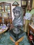 Страхотен антикварен френски бронзов бюст с основа от гранит , снимка 5