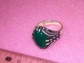 КРАСИВ СКЪПОЦЕНЕН АВТОРСКИ СРЕБЪРЕН ПРЪСТЕН СРЕБРО 925 с ШЛИФОВАН ХРИЗОПРАЗ и ПЕЧАТ на ЮВЕЛИРА 43354, снимка 15