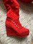 Червени велурени чизми, снимка 2