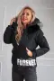 Дамско Късо Черно Зимно Яке С Пухена Качулка И Ластик На Талията XXXXL, 5XL, 6XL Код Roni-44, снимка 2