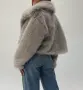 Дамско сиво, едноцветно палто, снимка 2