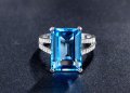 Женски пръстен с масивен аквамарин, снимка 5