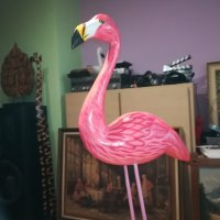 *BIG ONE-Фламинго розово от дърво с метални крака 0411201638, снимка 2 - Колекции - 30674360