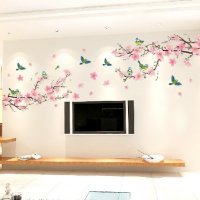 Птички на вишнев клон самозалепващ стикер лепенка за стена декор украса, снимка 4 - Други - 29550721