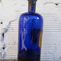 Уникално старо шише,син кобалт,канелево масло, снимка 2 - Антикварни и старинни предмети - 35625863