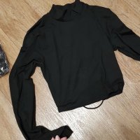 Къса черна блузка с гол гръб, снимка 7 - Блузи с дълъг ръкав и пуловери - 31223627