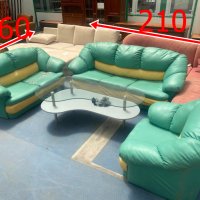 кожен холов диван 2ка 160 см+ диван 3ка 210см + фотьойл / холна гарнитура -цена 326 на 209лв - диван, снимка 1 - Дивани и мека мебел - 40875694