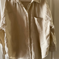 Нова овърсайз модел  бежова nude неутрален цвят лен ленена риза zara Zara, снимка 11 - Ризи - 44588770