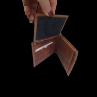 Мъжко портмоне в кафяв цвят от естествена к., снимка 3 - Портфейли, портмонета - 44387120
