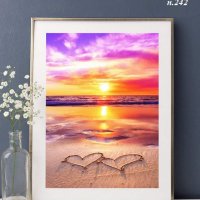 Диамантен гоблен  плаж и сърца 30/40 см, снимка 1 - Гоблени - 34094848