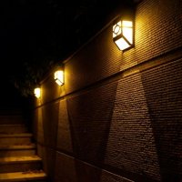 LED слънчева светлина на открито градински двор стенни лампи водоустойчива улична ограда пътека, снимка 3 - Соларни лампи - 32201088