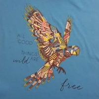 СТРАХОТНА синя тениска с релефна щампа орел, снимка 2 - Тениски - 44914402