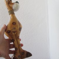 Кравичка  с рога Дървена фигура, дърворезба 31 см, дърво, снимка 2 - Статуетки - 31999464