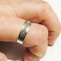 Стар Мъжки сребърен пръстен, Стариннен сребърен пръстен с думи към Исус надпис " Господи, спаси, снимка 4 - Пръстени - 31400691