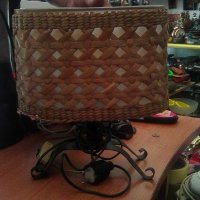Стара ковано желязо лампа с абажур от папрат, снимка 2 - Други ценни предмети - 36946236