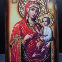 Икона на платно А4 на Пресвета Майка Богородица Закрилница - ръчна изработка . Модел А., снимка 13 - Икони - 42689100
