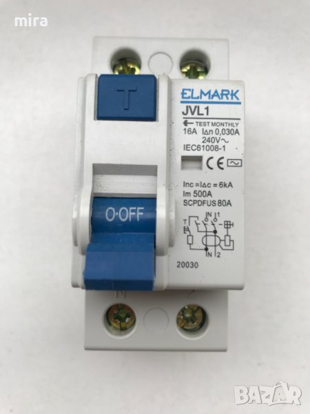ДЕФЕКТНОТОКОВA ЗАЩИТA ELMARK/JVL1 AC 2P 16A/30MA, снимка 1