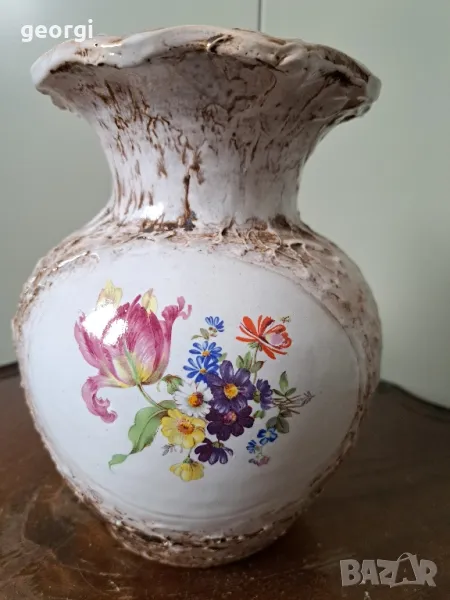 немска керамична ваза с цветя    10/2, снимка 1