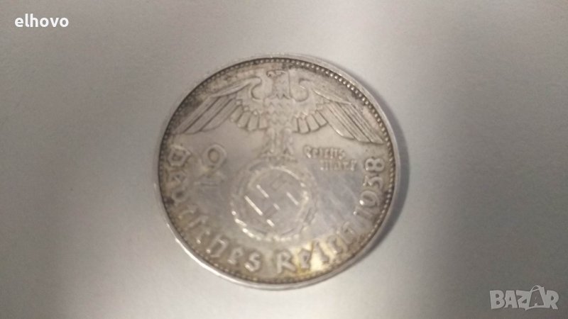Монета, 2 Reichsmark Paul von Hindenburg 1938, снимка 1