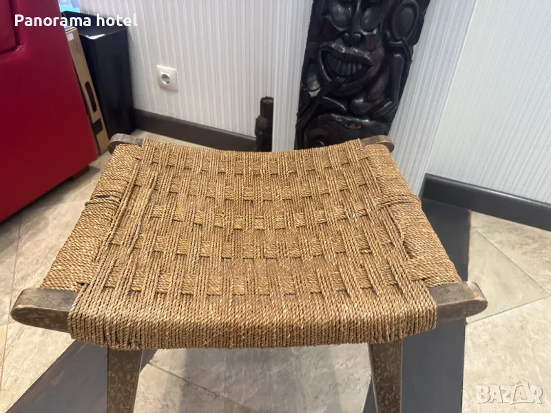 спа балийски стол с дърво и естествен ратан , ортопедична форма , снимка 1