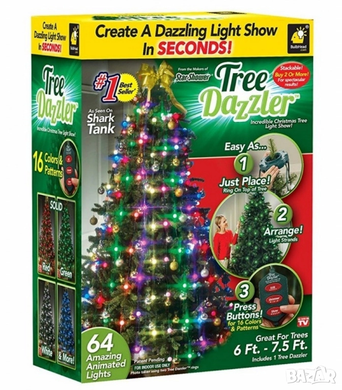 Коледни LED лампички за елха Star shower tree dazzler TV164, снимка 1